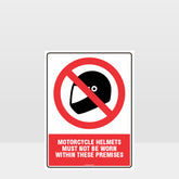 Customized Safety Signs,Prohibition Motorcycle Helmets Must Not Be Worn Sign